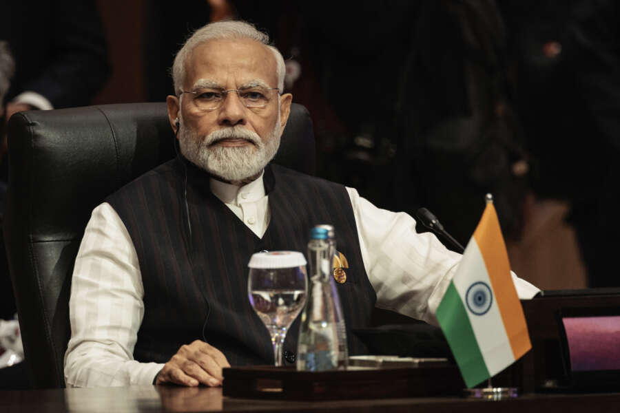 Indian Prime Minister Narendra Modi attends the East Asia Summit at the Association of the Southeast Asian Nations (ASEAN) Summit in Jakarta, Indonesia, Thursday, Sept. 7, 2023. (Yasuyoshi Chiba/Pool Photo via AP)




Associated Press/LaPresse
Only Italy And Spain