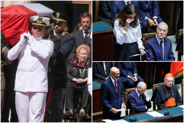 Funerali Napolitano, bara avvolta nel tricolore: i messaggi del figlio Giulio e della nipote Sofia