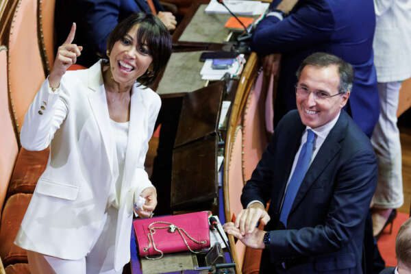 Foto Roberto Monaldo / LaPresse
08-05-2023 Roma
Politica
Senato – Cerimonia per il 75mo anniversario dalla prima seduta 
Nella foto Nunzia De Girolamo e il marito Francesco Boccia

08-05-2023 Rome (Italy)
Politics
Senate – Ceremony for the 75th anniversary of the first sitting
In the pic Nunzia De Girolamo, Francesco Boccia