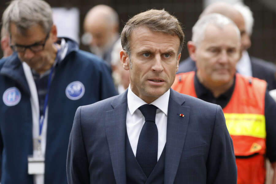 French President Emmanuel Macron talks to the press at the Gambetta high school in Arras, northeastern France, Friday Oct. 13, 2023. A man of Chechen origin who was under surveillance by the French security services stabbed a teacher to death at his former high school and critically wounded two other people in northern France on Friday, authorities said. (Ludovic Marin, Pool via AP)


Associated Press/LaPresse
Only Italy and Spain