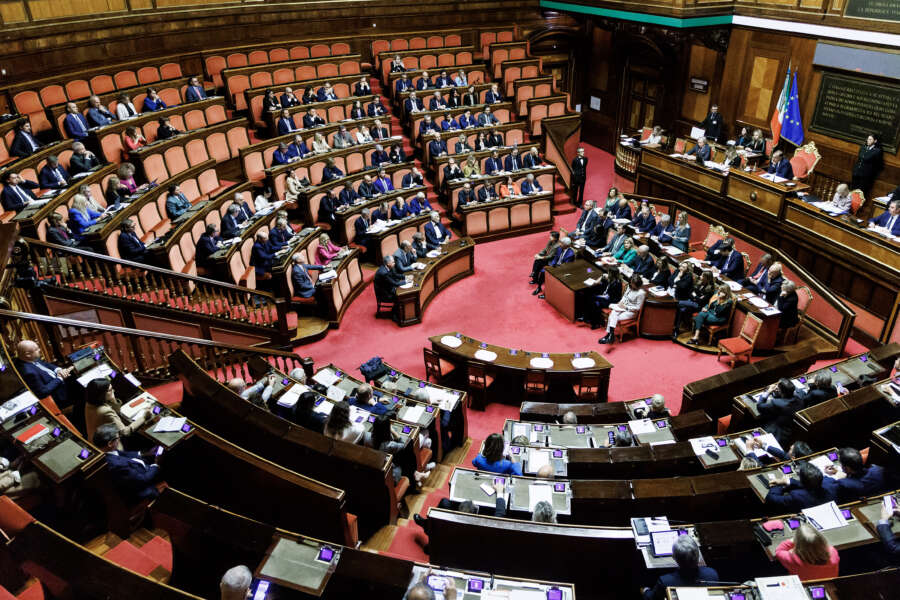 Foto Roberto Monaldo / LaPresse
25-10-2023 Roma 
Politica
Senato – Comunicazioni del Presidente del Consiglio Giorgia Meloni sul prossimo Consiglio europeo del 26 e 27 ottobre
Nella foto Giorgia Meloni

25-10-2023 Rome (Italy)
Politica
Senate – Communications from Prime Minister Giorgia Meloni on the next European Council
In the pic Giorgia Meloni