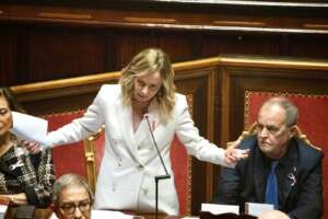 Foto Filippo Attili/Palazzo Chigi/LaPresse 23  Novembre 2023 Roma – Italia –  Politica – Question Time, il Presidente Giorgia Meloni al SenatoDISTRIBUTION FREE OF CHARGE – NOT FOR SALE – Obbligatorio citare la fonte LaPresse/Palazzo Chigi/Filippo Attili