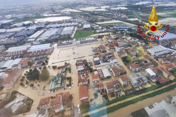 This picture released by the Italian firefighters shows an aerial view of the Prato area after floods hit Tuscany region, central Italy, Friday, Nov. 3, 2023. (Italian Firefighters – Vigili del Fuoco via AP) 


Associated Press / LaPresse
Only italy and Spain