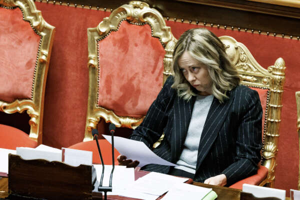 Foto Roberto Monaldo / LaPresse
13-12-2023 Roma 
Politica
Senato – Comunicazioni del Presidente del Consiglio Giorgia Meloni  in vista del Consiglio europeo del 14 e 15 dicembre
Nella foto Giorgia Meloni

13-12-2023 Rome (Italy)
Politics
Senate – Communications from the Prime Minister Giorgia Meloni on the next European Council 
In the pic Giorgia Meloni