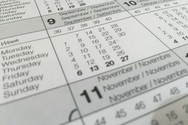 calendario settimana corta