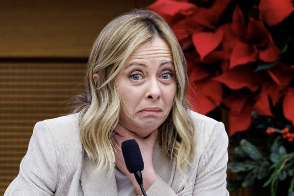 Foto Roberto Monaldo / LaPresse
04-01-2024 Roma 
Politica
Conferenza stampa di fine anno del presidente del Consiglio Giorgia Meloni
Nella foto Giorgia Meloni

04-01-2024 Rome (Italy)
Politics
End of year press conference by Prime Minister Giorgia Meloni
In the pic Giorgia Meloni