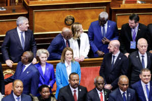 Foto Roberto Monaldo / LaPresse
29-01-2024 Roma
Politica
Vertice internazionale “Italia-Africa. Un ponte per una crescita comune”
Nella foto Antonio Tajani, Azali Assoumani (pres. turno Unione Africana), Giorgia Meloni, Moussa Faki Mahamat  (pres. comm Unione Africana), Matteo Salvini, Ursula von der Leyen, Roberta Metsola, Charles Michel

29-01-2024 Rom e (Italy)
Politics
International summit “Italy-Africa. A bridge for common growth"
In the pic Antonio Tajani, Azali Assoumani, Giorgia Meloni, Moussa Faki Mahamat, Matteo Salvini, Ursula von der Leyen, Roberta Metsola, Charles Michel