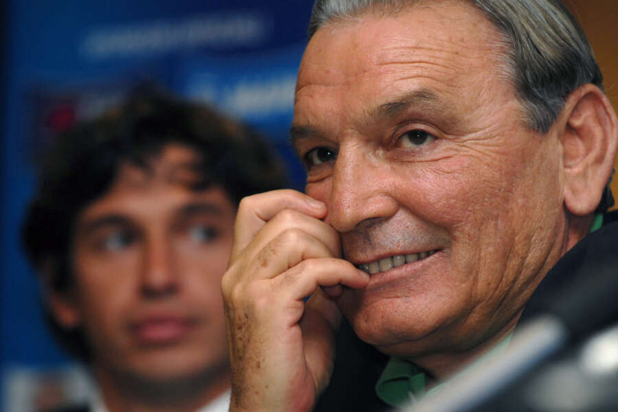 18 JUL 2006, ROME, PARCO DEI PRINCIPI HOTEL: PRESS CONFERENCE OF THE NEW TRAINER OF THE ITALY SOCCER TEAM, ROBERTO DONADONI. IN THE PICTURE THE ITALY SOCCER TEAM MANAGER, GIGI RIVA AND THE FIGC SUBCOMMISSARY DEMETRIO ALBERTINI. © PIERGIORGIO PIRRONE / TEAM / Lapresse *** Local Caption *** 00251939
