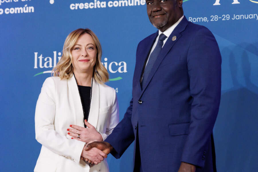 Foto Roberto Monaldo / LaPresse
29-01-2024 Roma
Politica
Vertice internazionale “Italia-Africa. Un ponte per una crescita comune”
Nella foto Giorgia Meloni con il presidente dell’unione Africana Moussa Faki Mahamat 

29-01-2024 Rome (Italy)
Politics
International summit “Italy-Africa. A bridge for common growth"
In the pic Giorgia Meloni, Moussa Faki Mahamat