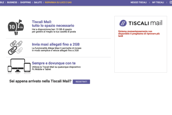 Problemi Tiscali Mail. Cosa sta succedendo e quando riprenderà a funzionare