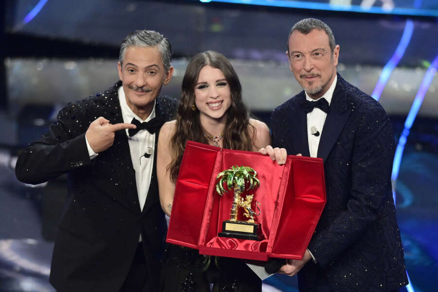 Angelina Mango the winner of 74th edition of the SANREMO Italian Song Festival at the Ariston Theatre in Sanremo, northern Italy – Saturday, FEBRUARY 10, 2024. Entertainment. (Photo by Marco Alpozzi/Lapresse)
