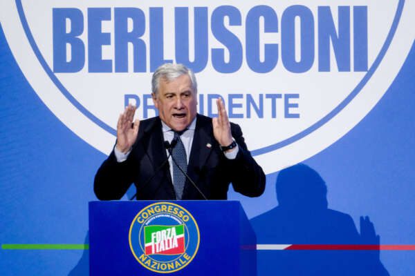 Foto Mauro Scrobogna/LaPresse 
23-02-2024 Roma (Italia) – Politica –  Congresso nazionale di Forza Italia – Nella foto: il Ministro degli Esteri, vice premier e segretario di FI Antonio Tajani

February 23, 2024 Rome (Italy)- Politics – National congress of Forza Italia – In the photo: Foreign Minister, deputy prime minister and secretary of FI Antonio Tajani