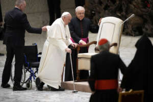 Pope Francis arrives at his weekly general audience in the Paul VI Hall, at the Vatican, Wednesday, Feb. 28, 2024. (AP Photo/Andrew Medichini) 



Associated Press / LaPresse
Only italy and Spain