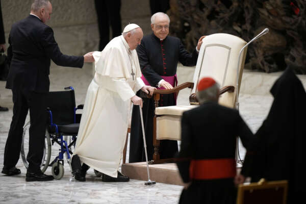 Pope Francis arrives at his weekly general audience in the Paul VI Hall, at the Vatican, Wednesday, Feb. 28, 2024. (AP Photo/Andrew Medichini) 



Associated Press / LaPresse
Only italy and Spain