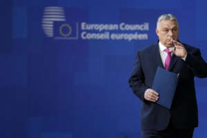 Hungary’s Prime Minister Viktor Orban arrives for an EU summit at the European Council building in Brussels, Thursday, Dec. 14, 2023. European Union leaders, in a two-day summit will discuss the latest developments in Russia’s war of aggression against Ukraine and continued EU support for Ukraine and its people. (AP Photo/Virginia Mayo) Hungary’s Prime Minister Viktor Orban arrives for an EU summit at the European Council building in Brussels, Thursday, Dec. 14, 2023. European Union leaders, in a two-day summit will discuss the latest developments in Russia’s war of aggression against Ukraine and continued EU support for Ukraine and its people. (AP Photo/Virginia Mayo)