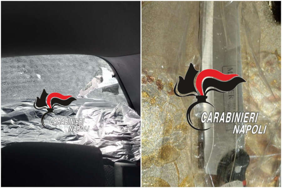 L’ex moglie esce con gli amici, lui lancia coltello contro l’auto e semina il panico: incastrato da video