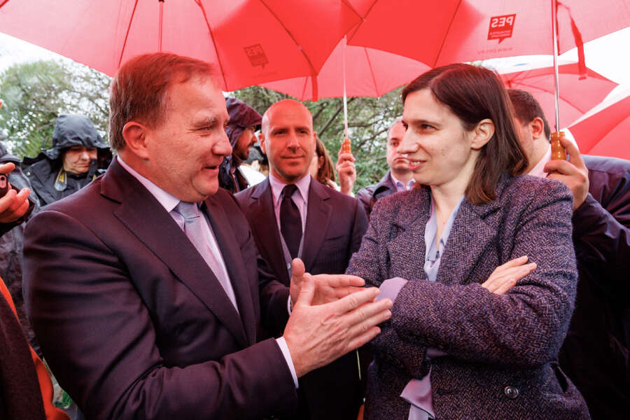 Il segretario del Pse Stefan Lovfen  e la segretaria del Partito Democratico Elly Schlein durante la cermoinia per l’omaggio al monumento alla memoria di Giacomo Matteotti, deputato socialista ucciso dai fascisti nel 1924.Roma, venerdì 1 marzo 2024 (Foto Roberto Monaldo / LaPresse)

Secretary of the Pes Stefan Lovfen and the secretary of the Democratic Party Elly Schlein during the ceremony for the homage to the monument in memory of Giacomo Matteotti, a socialist deputy killed by fascists in 1924. Rome, Friday 1 March 2024 (Photo by Roberto Monaldo / LaPresse)