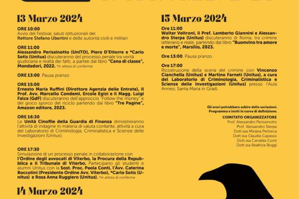 Unitus, Giallo Scienza: storie di crimini e delitti a Santa Maria in Gradi