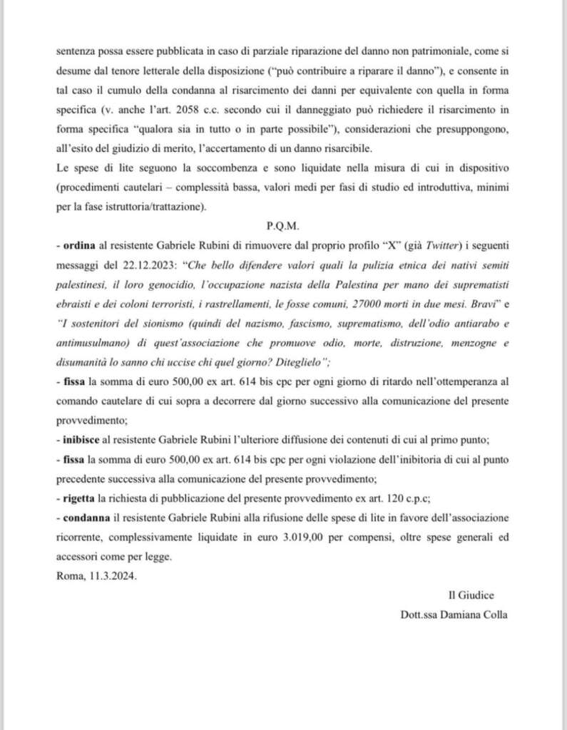 La sentenza su Chef Rubio