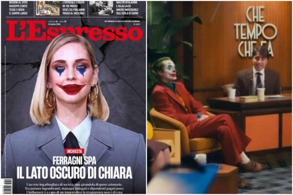 Chiara Ferragni “pagliaccio”, la copertina de L’Espresso scatena Lucarelli: “E’ l’effetto della caduta”