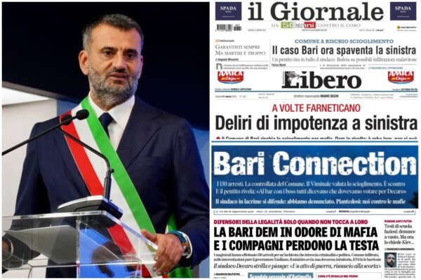 Caso Bari, così muore lo stato di diritto: gli editoriali fotocopia dei giornali di destra e il precedente di Mafia Capitale