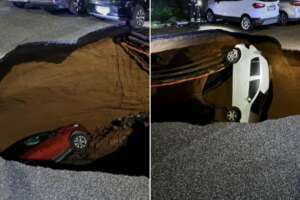 Roma, maxi voragine al Quadraro: oltre 10 metri di profondità, due auto in sosta sprofondano in piena notte