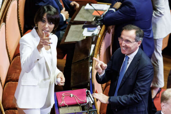 Foto Roberto Monaldo / LaPresse
08-05-2023 Roma
Politica
Senato – Cerimonia per il 75mo anniversario dalla prima seduta 
Nella foto Nunzia De Girolamo e il marito Francesco Boccia

08-05-2023 Rome (Italy)
Politics
Senate – Ceremony for the 75th anniversary of the first sitting
In the pic Nunzia De Girolamo, Francesco Boccia