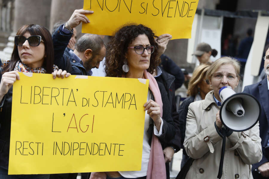 Il presidio dei giornalisti dell’Agi