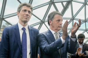 Riccardo Magi, Matteo Renzi alla presentazione della Lista Stati Uniti d’Europa, Roma, Sabato, 20 Aprile  2024 (foto Mauro Scrobogna / LaPresse) 

Riccardo Magi, Matteo Renzi on occasion of the presentation of the United States of Europe List, Rome, Saturday, April 20 2024. (Photo by Mauro Scrobogna / LaPresse)
