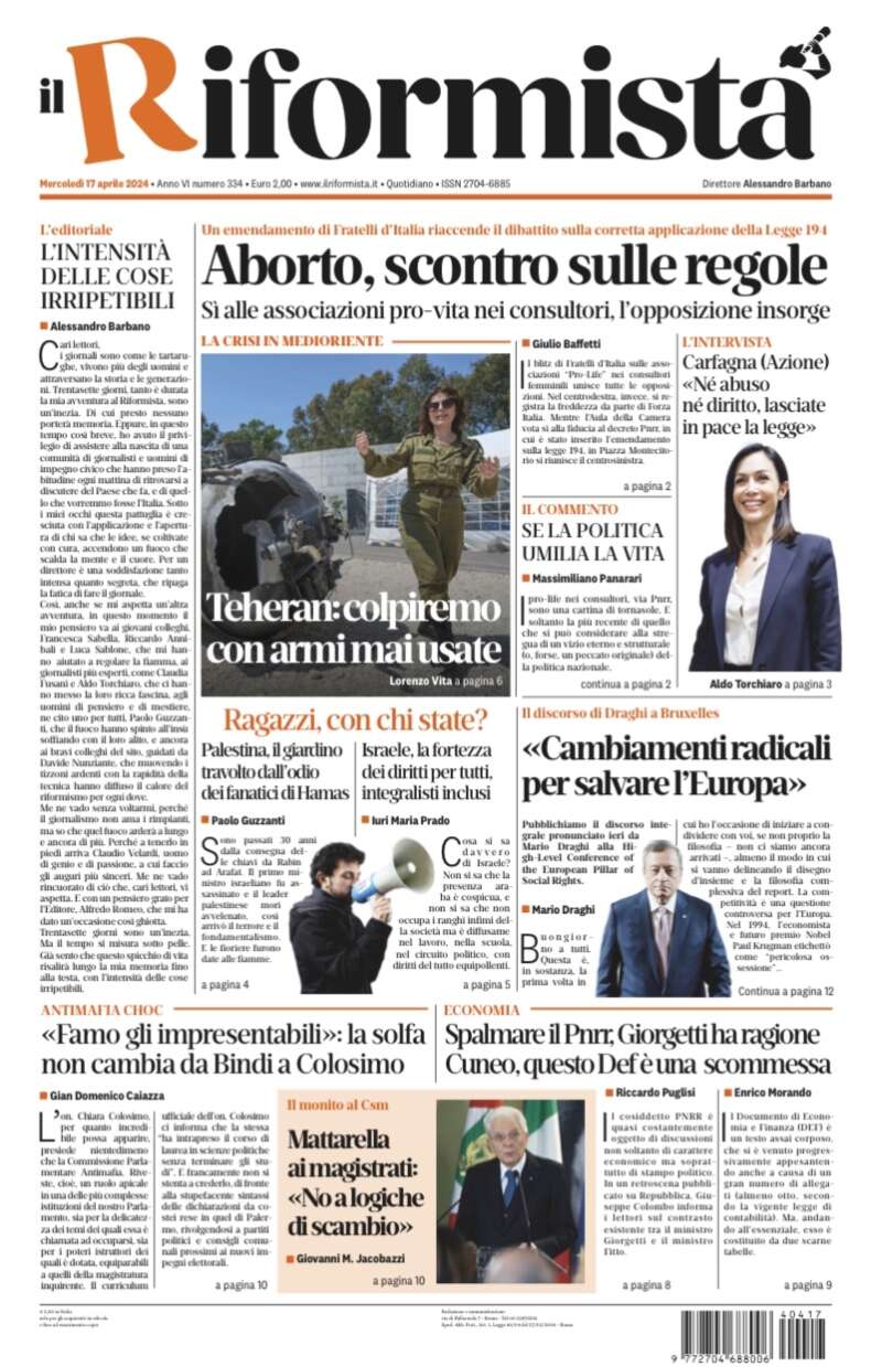 Quotidiano del 17 Aprile 2024