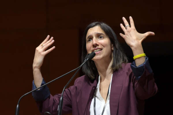 La segretaria del PD Elly Schlein chiude l’Assemblea Nazionale del Partito Democratico presso il centro congressi ‘La Nuvola’, Roma, 12 marzo 2023. 
ANSA/FABIO CIMAGLIA