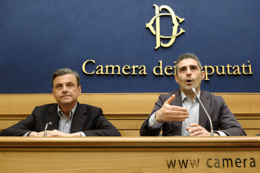 Carlo Calenda accoglie in Azione Federico Pizzarotti ex presidente di +europa, conferenza stampa tenutasi presso la Camera dei Deputati a Roma, Mercoledì, 10 Aprile 2024 (foto Mauro Scrobogna / LaPresse) 

Carlo Calenda welcomes Federico Pizzarotti former president of +europa into Action, press conference held at the Chamber of Deputies in Rome, Wednesday,  April 10, 2024 (foto by Mauro Scrobogna / LaPresse)
