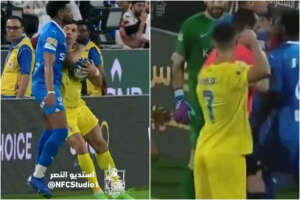 Cristiano Ronaldo, il video della gomitata e la frustrazione per “zero tituli” in Arabia. Il pubblico invoca Messi