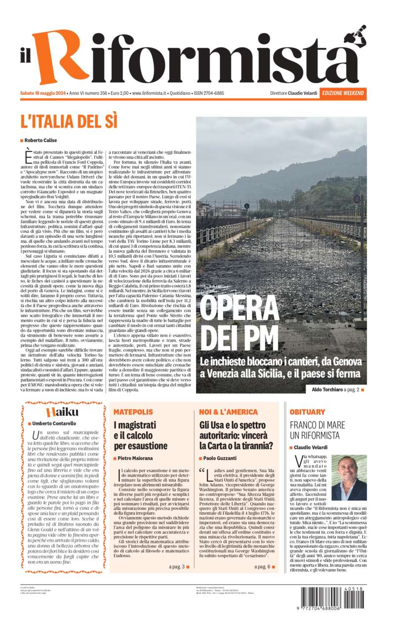 Quotidiano del 18 Maggio 2024