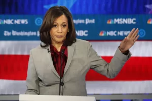 FILE – Democratic presidential candidate Sen. Kamala Harris, D-Calif., speaks during a Democratic presidential primary debate, Nov. 20, 2019, in Atlanta. Harris’ first presidential run showed potential on the debate stage. But it also involved a struggle to find a core message. Democrats say that was as much about the difficult scramble in a big primary field. In 2024, they argue, she would be able leverage the best of her 2020 effort in a matchup against one man: former President Donald Trump. (AP Photo/John Bazemore) FILE – Democratic presidential candidate Sen. Kamala Harris, D-Calif., speaks during a Democratic presidential primary debate, Nov. 20, 2019, in Atlanta. Harris’ first presidential run showed potential on the debate stage. But it also involved a struggle to find a core message. Democrats say that was as much about the difficult scramble in a big primary field. In 2024, they argue, she would be able leverage the best of her 2020 effort in a matchup against one man: former President Donald Trump. (AP Photo/John Bazemore)