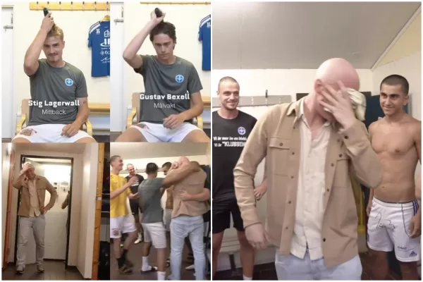 Il capitano ha il cancro, i compagni di squadra si rasano i capelli e lui scoppia in lacrime