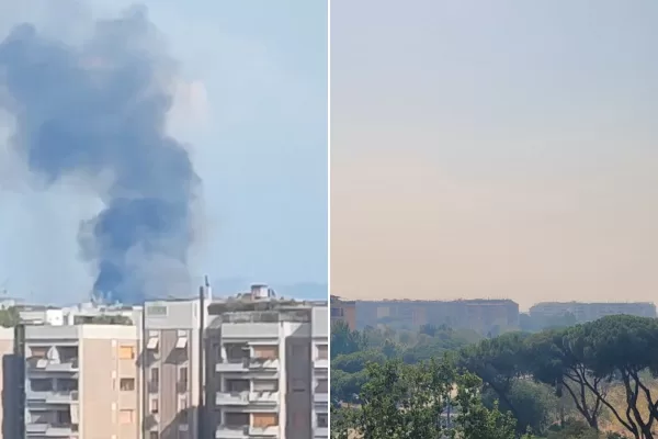 Incendio a Roma, a fuoco via Monte Carnevale: fumo e cenere fino al centro storico