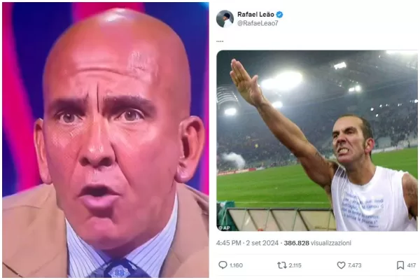 Il compagno Leao e la foto del saluto romano di Di Canio: così ‘l’antifascista’ del Milan zittisce chi lo critica (senza chiedere scusa)