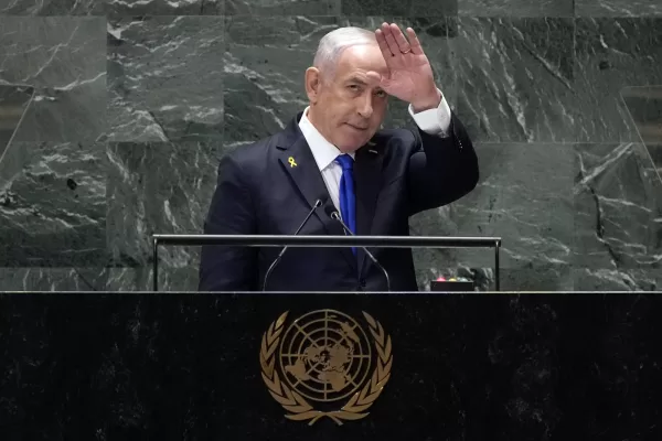 Israel Prime Minister Benjamin Netanyahu acknowledges audience applause after his address to the 79th session of the United Nations General Assembly, Friday, Sept. 27, 2024. (AP Photo/Richard Drew)
Associated Press / LaPresse
Only italy and Spain Israel Prime Minister Benjamin Netanyahu acknowledges audience applause after his address to the 79th session of the United Nations General Assembly, Friday, Sept. 27, 2024. (AP Photo/Richard Drew)
Associated Press / LaPresse
Only italy and Spain