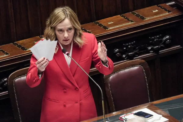 il Presidente del Consiglio Giorgia Meloni in occasione delle comunicazioni in vista del consiglio UE. Camera dei Deputati a Roma Martedì 15 Ottobre 2024 (foto Mauro Scrobogna / LaPresse) 

Prime Minister Giorgia Meloni during her communications in view of the EU Council. Chamber of Deputies in Rome Tuesday  October 15, 2024. (Photo by Mauro Scrobogna / LaPresse)