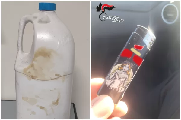 Getta benzina su ex compagna e suocero che prova a sottrargli l’accendino: decisivo l’intervento dei carabinieri, tragedia sfiorata a Taranto Getta benzina su ex compagna e suocero che prova a sottrargli l’accendino: decisivo l’intervento dei carabinieri, tragedia sfiorata a Taranto