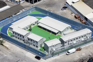 A migrant center is seen from above in the port of Shengjin, northwest Albania, Thursday, July 25, 2024. Migrants rescued at sea while attempting to reach Italy are likely to see themselves transported to Albania from next month while their asylum claims are processed, under a controversial deal in which the small Balkan country will host thousands of asylum-seekers on Italy’s behalf. (AP Photo/Vlasov Sulaj) 


Associated Press / LaPresse
Only italy and Spain