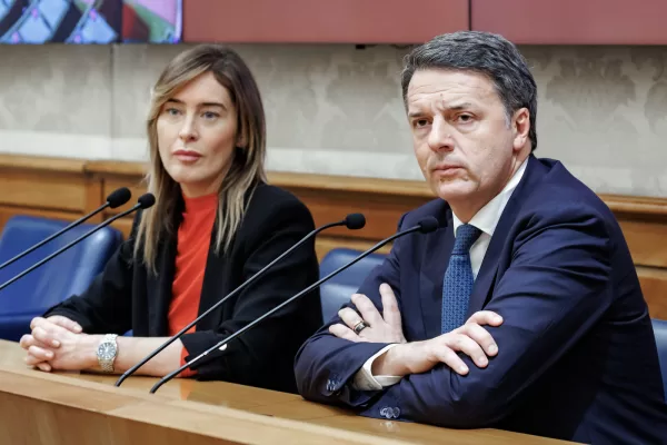 Matteo Renzi e Maria Elena Boschi durante la conferenza stampa in seguito al proscioglimento nell’ambito dell’inchiesta sui finanziamenti alla Fondazione Open, Roma, Giovedì 19 Dicembre 2024 (Foto Roberto Monaldo / LaPresse)

Matteo Renzi and Maria Elena Boschi during the press conference after his acquittal in the investigation into the funding of the Open Foundation, Rome, Thursday, December 19, 2024 (Photo by Roberto Monaldo / LaPresse)