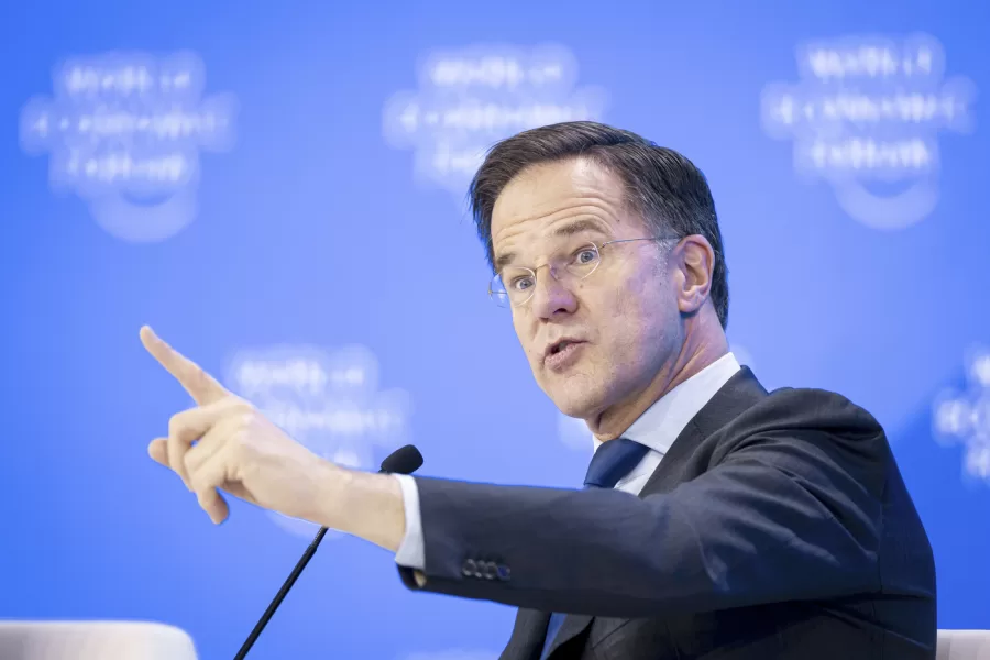 NATO Secretary General Mark Rutte attends the Annual Meeting of World Economic Forum in Davos, Switzerland, Thursday, Jan. 23, 2025. (Michael Buholzer/Keystone via AP)