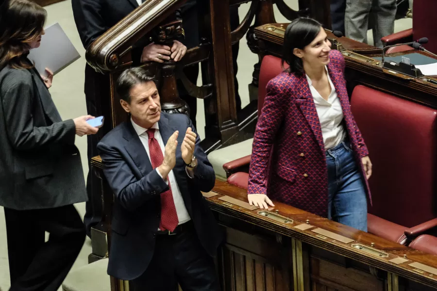 Giuseppe Conte M5S, Elly Schlein PD in occasione dell’approvazione della legge di Bilancio di previsione dello Stato per l’anno finanziario 2025 e bilancio pluriennale per il triennio 2025-2027. Camera dei Deputati a Roma Venerdì 20 Dicembre 2024 (foto Mauro Scrobogna / LaPresse) 

Giuseppe Conte M5S, Elly Schlein PD on the occasion of the approval of the State Budget Law for the financial year 2025 and the multi-year budget for the three-year period 2025-2027. Chamber of Deputies in Rome Friday December 20 2024. (Photo by Mauro Scrobogna / LaPresse)