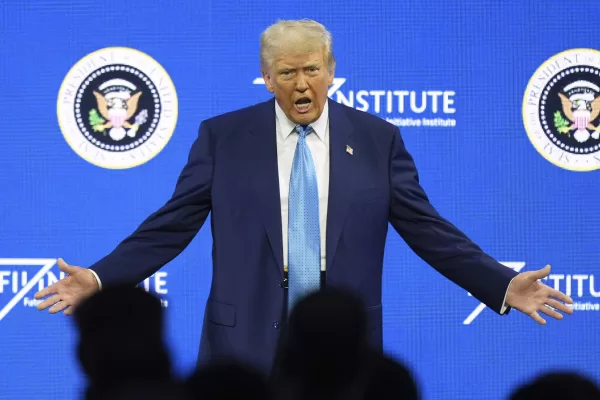 President Donald Trump speaks at the Future Investment Initiative (FII) Institute summit in Miami Beach, Fla., Wednesday, Feb. 19, 2025. (AP Photo/Rebecca Blackwell)

Associated Press/LaPresse
Associated Press/LaPresse