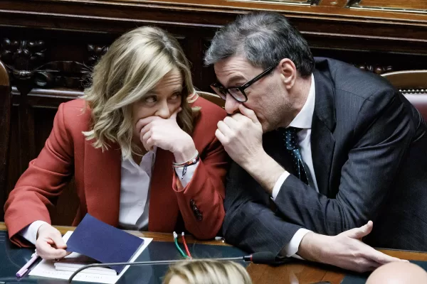 La presidente del Consiglio Giorgia Meloni e il ministro dell’Economia Giancarlo Giorgetti alla Camera dei deputati durante le comunicazioni sul prossimo Consiglio europeo del 19 e 20 dicembre, Roma, Martedì, 17 Dicembre 2024 (Foto Roberto Monaldo / LaPresse)
Prime Minister Giorgia Meloni and minister of Economy Giancarlo Giorgetti at the Chamber of deputies during the addresses ahead of European Council meeting on 19-20 december, Rome, Tuesday, December 17, 2024 (Photo by Roberto Monaldo / LaPresse) La presidente del Consiglio Giorgia Meloni e il ministro dell’Economia Giancarlo Giorgetti alla Camera dei deputati durante le comunicazioni sul prossimo Consiglio europeo del 19 e 20 dicembre, Roma, Martedì, 17 Dicembre 2024 (Foto Roberto Monaldo / LaPresse)
Prime Minister Giorgia Meloni and minister of Economy Giancarlo Giorgetti at the Chamber of deputies during the addresses ahead of European Council meeting on 19-20 december, Rome, Tuesday, December 17, 2024 (Photo by Roberto Monaldo / LaPresse)