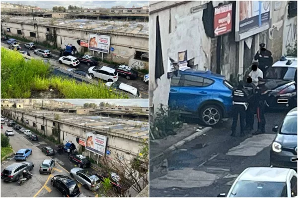 Napoli, incidente al Centro Direzionale: auto rubata entra nel muro già sfondato, conducente in fuga