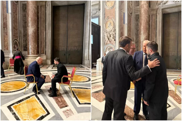 Trump e Zelensky, il colloquio “produttivo” di 15 minuti dentro San Pietro. “Potrebbe diventare storico”, e Donald attacca Putin