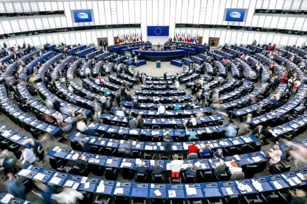 Stockshots of the hemicycle of the EP in Strasbourg